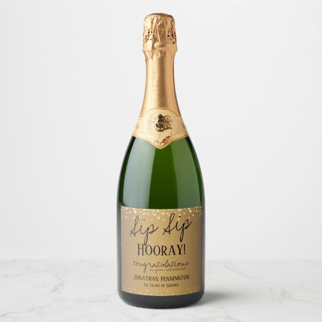 Sip Sip Hooray Congratulations Retirement Wine Lab Sparkling Wine Label (Front)