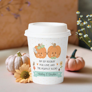Sip Sip Hooray Cute Couples Pumpkin  Paper Cups by OccasionInvitations at Zazzle