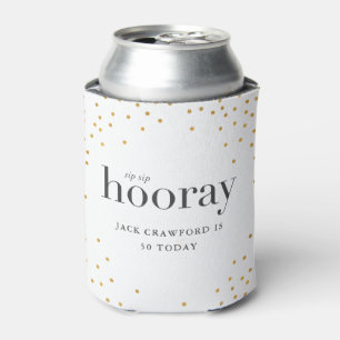 sip sip hooray elegant gold polka dot birthday can cooler