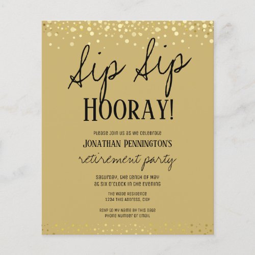 Sip Sip Hooray Elegant Gold Retirement Party