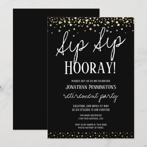 Sip Sip Hooray Elegant Gold Retirement Party