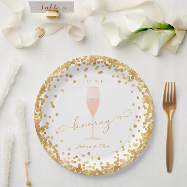 Sip Sip Hooray Engagement | Bachelorette | Shower Paper Plates (Wedding)