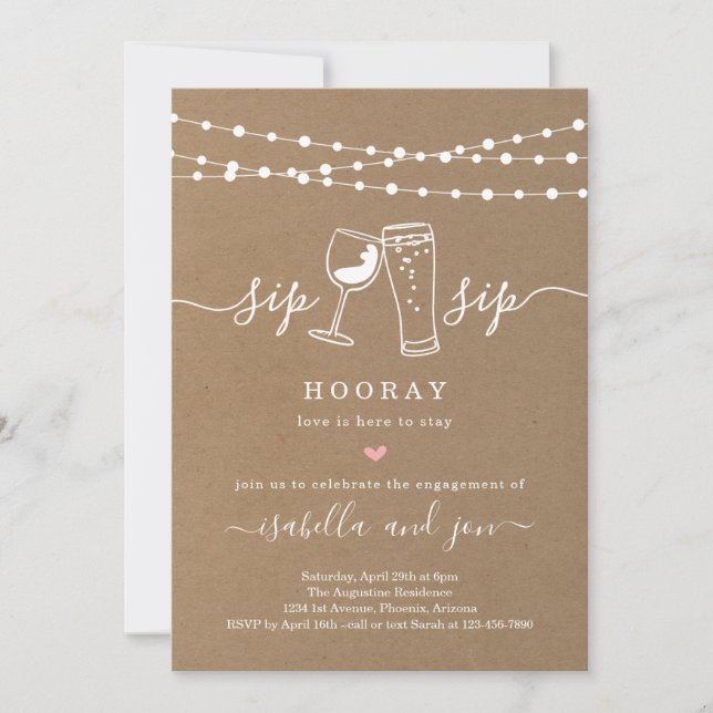 Sip Sip Hooray Engagement Party Invitation (Front)