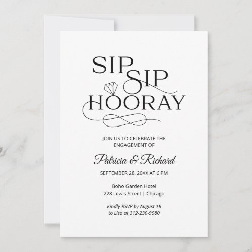 Sip Sip Hooray Engagement Party Invitations