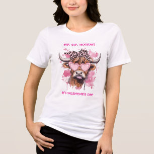 SIP SIP HOORAY IT'S VALENTINE'S DAY HEREFORD COW Tri-Blend SHIRT