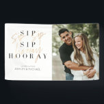 Sip Sip Hooray Modern Gold Script Engagement Party Banner<br><div class="desc">It's time to celebrate! Our Sip Sip Hooray Modern Gold Script Engagement Party Banner features "sip sip hooray" in modern duo type presentation with a faux gold foil hand lettered script typography over classic serif type, and is personalized in modern sans serif type. Your favorite engagement photo is displayed on...</div>