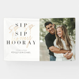 Sip Sip Hooray Modern Gold Script Engagement Party Banner