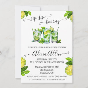 Sip, Sip, Hooray! Mojito themed Bridal Shower Invitation