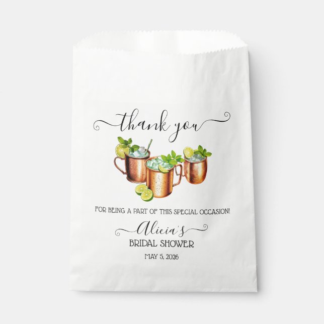 Sip, Sip, Hooray! Moscow Mule Bridal Shower Favor Bag (Front)