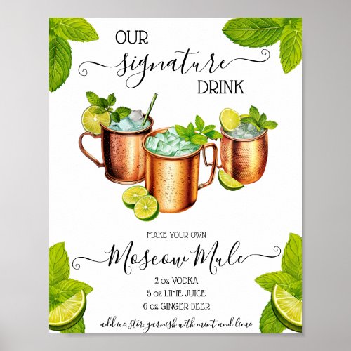 Sip Sip Hooray Moscow Mule Signature Drink Recipe Poster