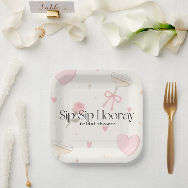 Sip Sip Hooray paper plate (Wedding)