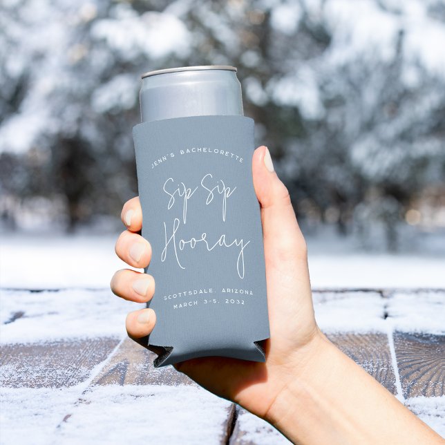 Sip Sip Hooray Personalized Bachelorette Party Seltzer Can Cooler (Creator Uploaded)