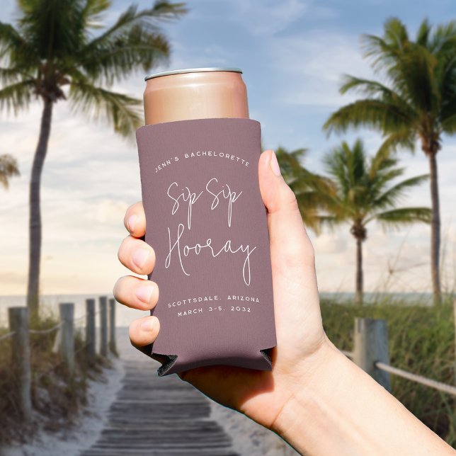 Sip Sip Hooray Personalized Bachelorette Party Seltzer Can Cooler (Creator Uploaded)