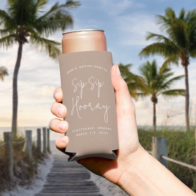 Sip Sip Hooray Personalized Bachelorette Party Seltzer Can Cooler (Creator Uploaded)
