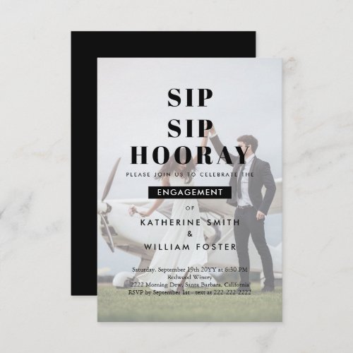 Sip Sip Hooray Photo background Engagement Party  Save The Date