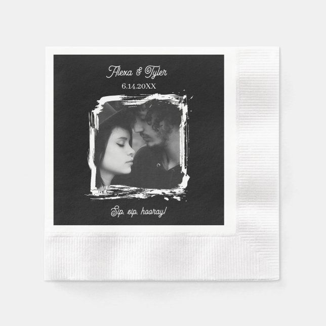 Sip, Sip, Hooray! Photo Template Wedding Napkins (Front)