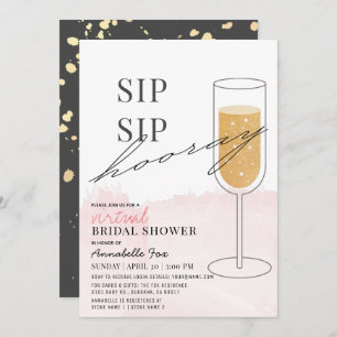 Sip Sip Hooray Pink Virtual Bridal Shower Invitation