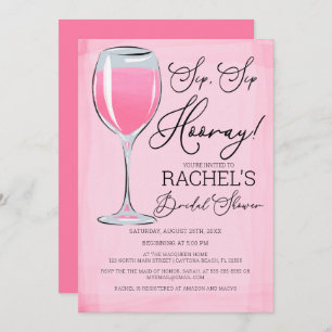 Sip Sip Hooray Pink Wine Bridal Shower Invitation