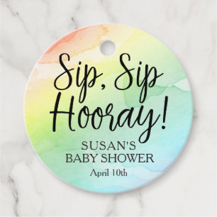 Sip Sip Hooray Rainbow Baby Shower Favor Tags