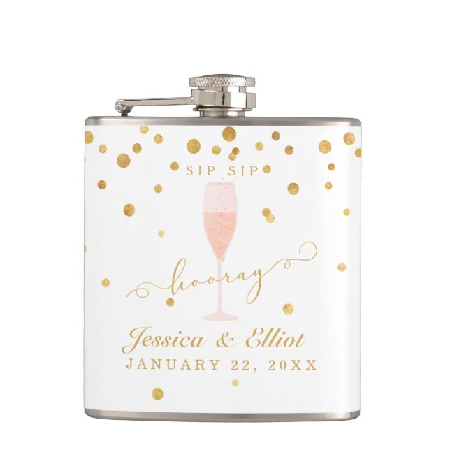 Sip Sip Hooray Shower or Engagement  Flask (Front)