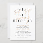 Sip Sip Hooray Simple Black Gold Virtual Shower Invitation (Front)
