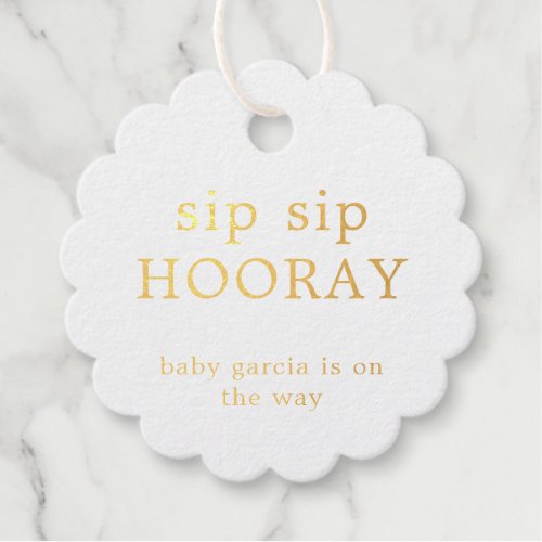 Sip Sip Hooray Simple Gold Foil Baby Shower Foil Favor Tags