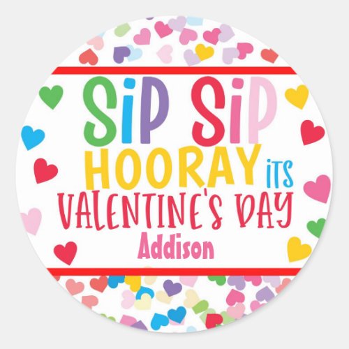 Sip SIp hooray straw valentine favor Round Favor F Classic Round Sticker