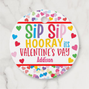 Sip SIp hooray straw valentine favor Round Favor T Favor Tags