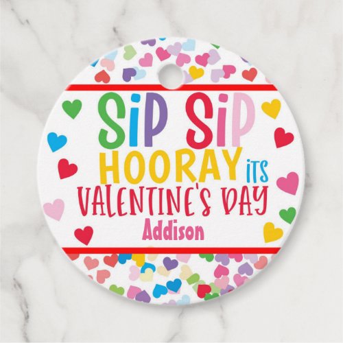 Sip SIp hooray straw valentine favor Round Favor T Favor Tags