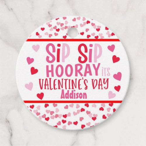 Sip SIp hooray straw valentine favor Round Favor Tags