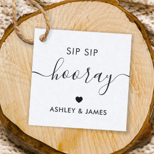 Sip Sip Hooray Tags, Wedding Gift Tag, Kraft Favor Tags