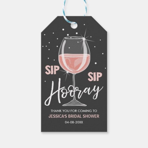 Sip Sip Hooray Tags Wine Bottle Pink Bridal Shower