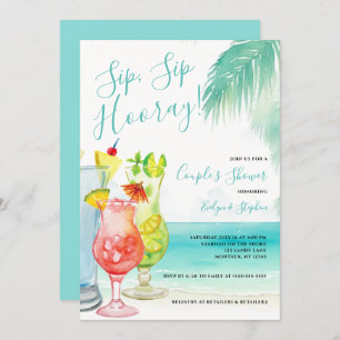 Sip Sip Hooray Tropical Cocktails Couple's Shower Invitation