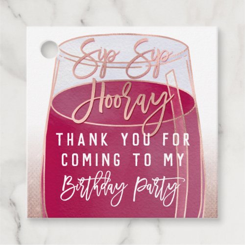 Sip Sip Hooray Watercolor Red Wine Birthday Party Favor Tags