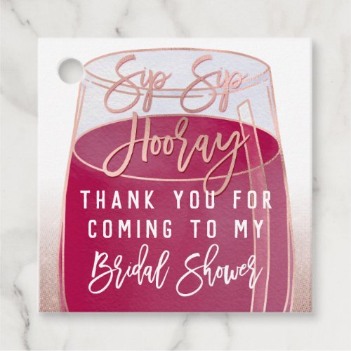 Sip Sip Hooray Watercolor Red Wine Bridal Shower Favor Tags