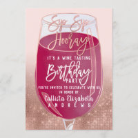 Sip Sip Hooray Watercolor Wine Tasting Birthday