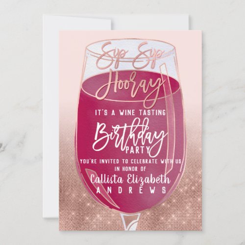 Sip Sip Hooray Watercolor Wine Tasting Birthday Invitation