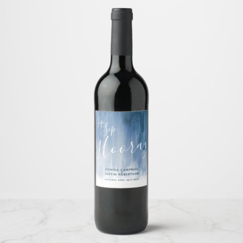 Sip Sip hooray wedding blue gray wine labels