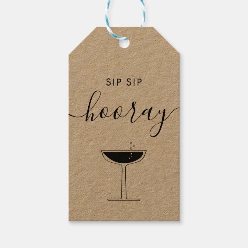 Sip Sip Hooray Wedding Bubbly Champagne Glass Gift Tags