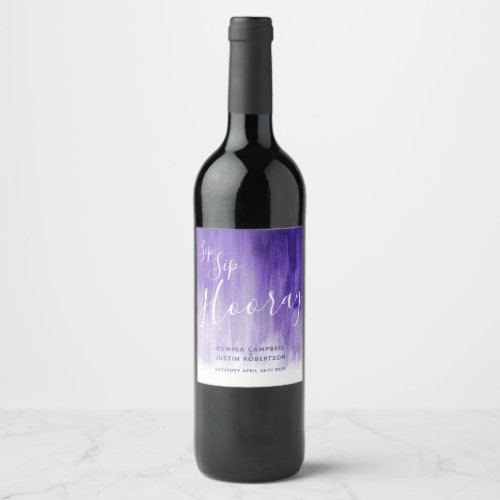 Sip Sip hooray wedding purple wine labels