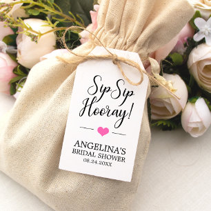 SIP SIP HOORAY Wine Bridal Shower Heart Thank You Gift Tags