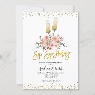 Sip Sip Hooray Wine Engagement party Invitation