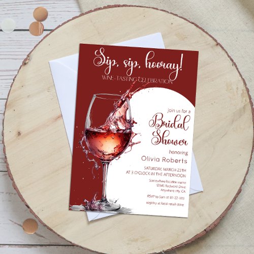 Sip sip hooray Wine Tasting Bridal Shower Invitation