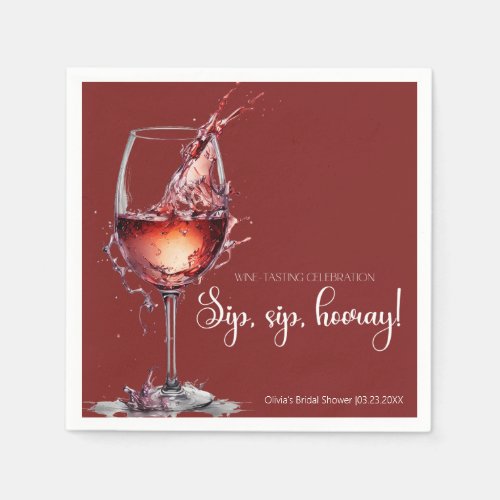 Sip sip hooray Wine Tasting Bridal Shower Napkins