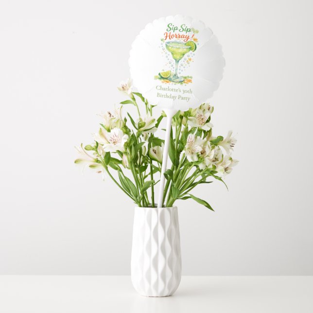 Sip Sip Sip Horray Bubbles Birthday Party Balloon (Vase)