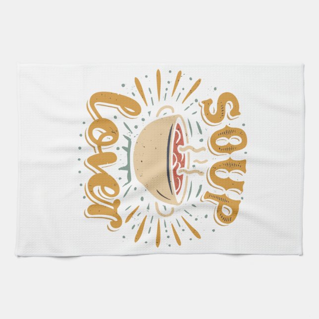 Sip, Slurp, Smile: Soup Lover's Gift Extravaganza Kitchen Towel (Horizontal)