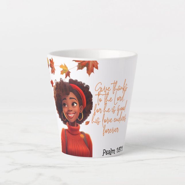 Sip, Smile, and Reflect: Fall, Faith, and Coffee  Latte Mug (Front)