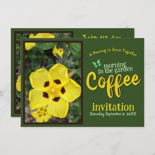 Sip Smile & Celebrate Coffee Morning in the Garden Invitation (Front/Back)