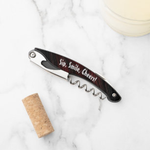 Sip, Smile, Cheers! Abstract Swirl Waiter's Corkscrew