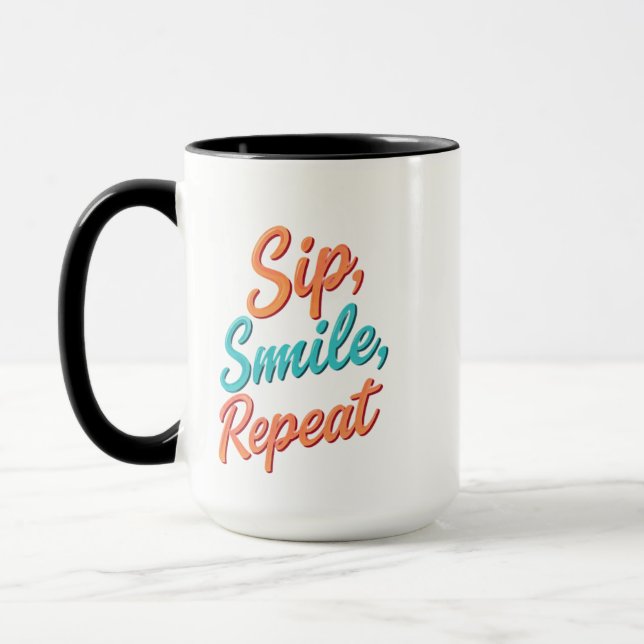 Sip, Smile, Repeat – 15 oz Combo Mug (Left)
